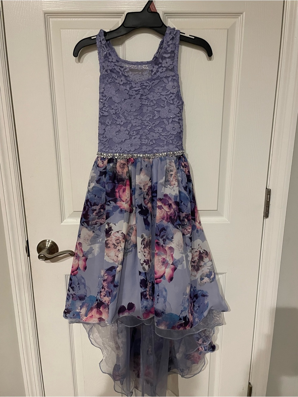 Speechless Lavender Lace & Floral High-Low Party Dress